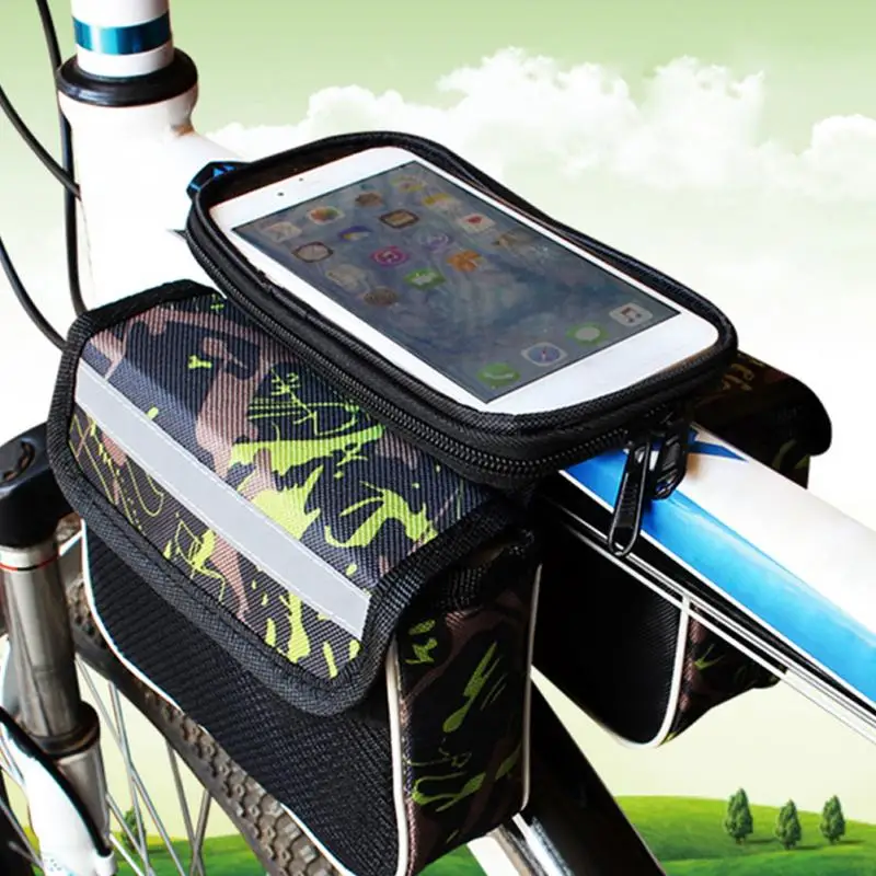  Polyester Oxford Fabric Bicycle Mobile Phone Bag 5.0/5.5 Inch Touch Screen MTB Road Bike Top Frame 