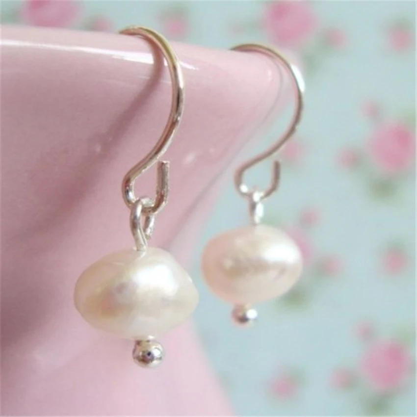 10-11mm White Baroque Pearl Earrings Silver Hook Personality Delicate Fine Elegant Jewelry Fashion Diy Irregular Noble | Украшения и