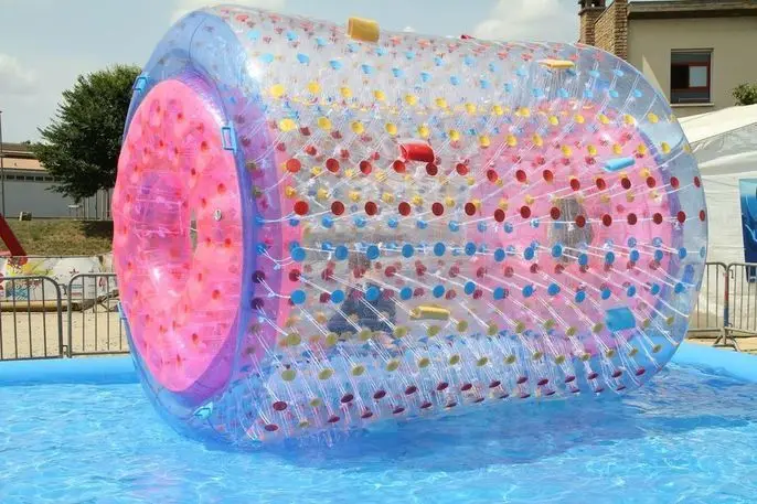 

Free Shipping 1.0mm Tpu Inflatable Water Roller Ball Walk On Water ,roller Wheel For Adults Or Kids,inflatable Rolling Ball