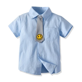 

Boy's Blouse Summer Costume New Carters For Shirt Boys Solid White Children's Short Sleeves Shirt Young Kids Formal Tops Clothes