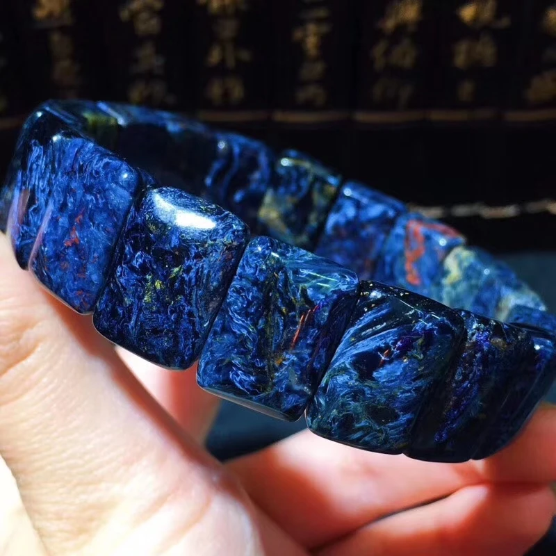

100% Natural Blue Pietersite Woman Man Bracelets Namibia Chatoyant 17x12mm Bangle Rectangle Beads Drop Shipping Certificate