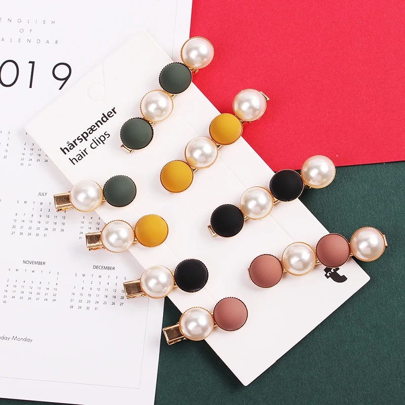 

Fashion Pearl Button Geometric Round Square Water Drop Hair Clips Hairpin Elegance Sweet Wedding Hair Jewelry Accessories Gift
