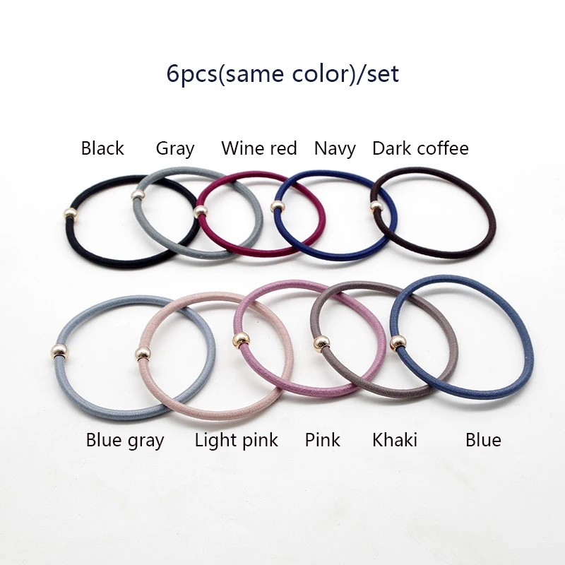 

Hot Sale 6PCS/Lot Women Basic Colorful Golden Ball Elastic Hair Bands Ponytail Holder Lady Rubber Bands Tie Gum Hair Accessories