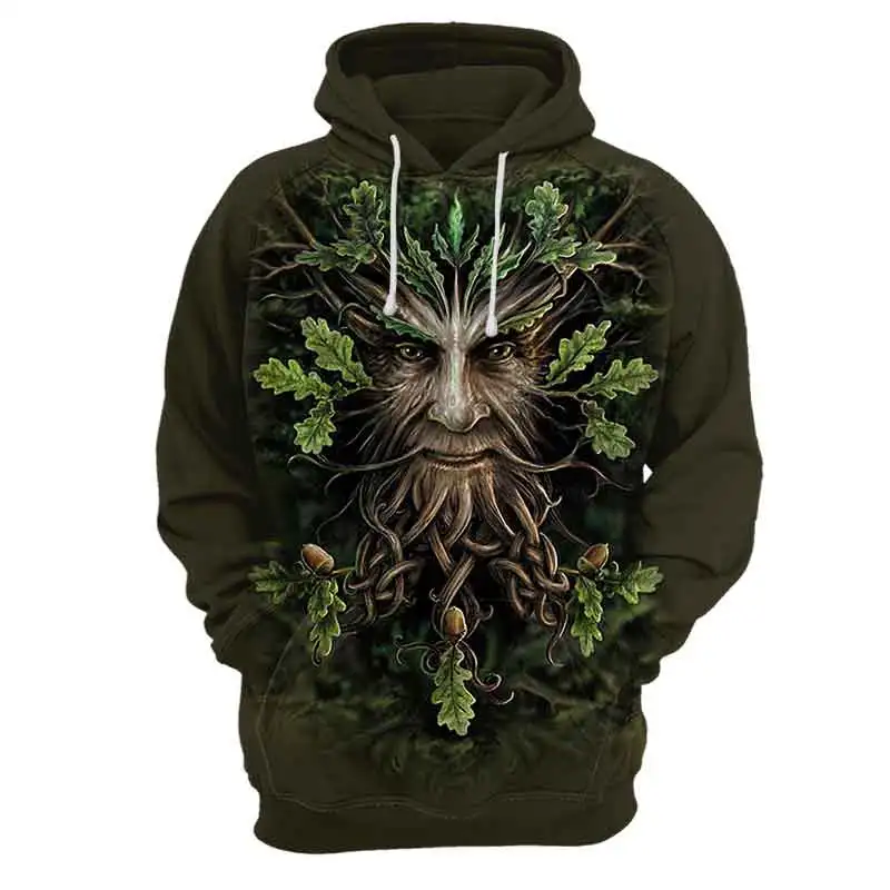 

New Fashion Autumn Winter Men/women Thin Sweatshirts With Hat 3d Print Trees Hooded Hoodies Tops Pullovers