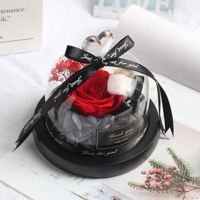 

Real Roses In Flask Glass Dome Beauty Beast Eternal Preserved Rose Valentines Day Gift Girlfriend Birthday