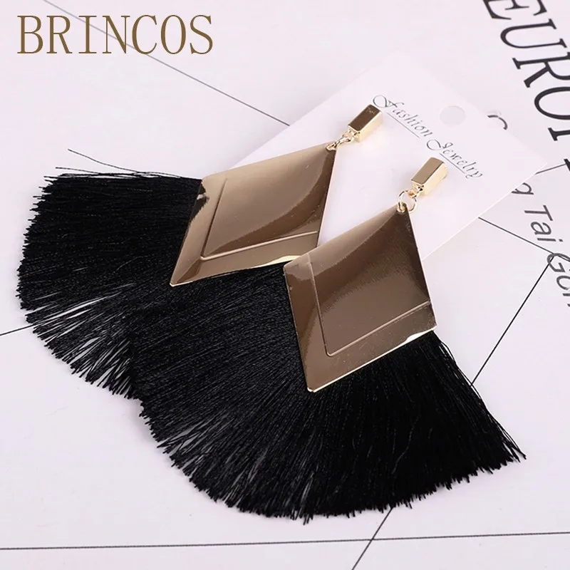 

Tassel earrings bohemian style gold luxury long earrings handmade female geometric tassel fashion water drops big retro tribe cc