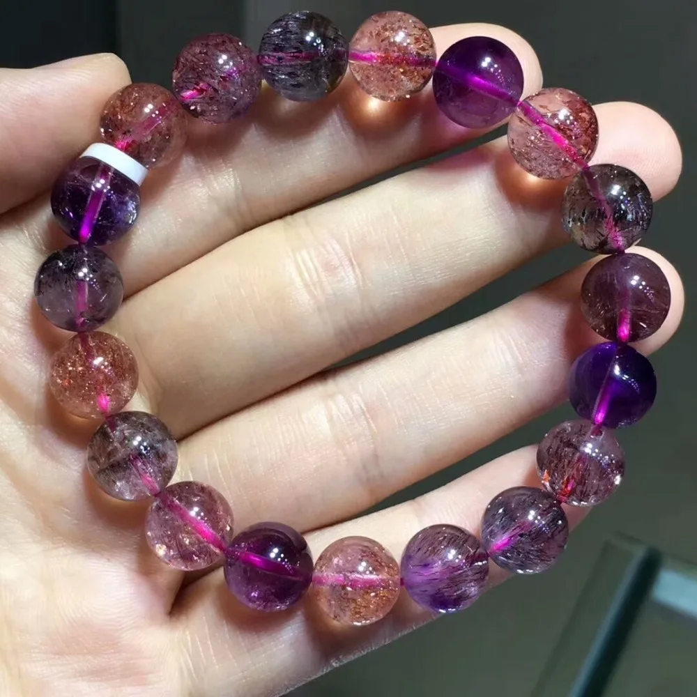 

100% Natural Lepidocrocite Quartz 10.5mm Women Man Stretch Super 7 Seven Melody Stone Beads Bracelets Certificate Aaaaaa