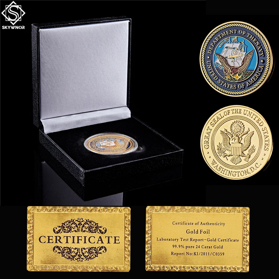 

2019 American Department of The Navy Washington D.C Great Seal of USA Challenge Coin Military Meal W/ Luxury Box