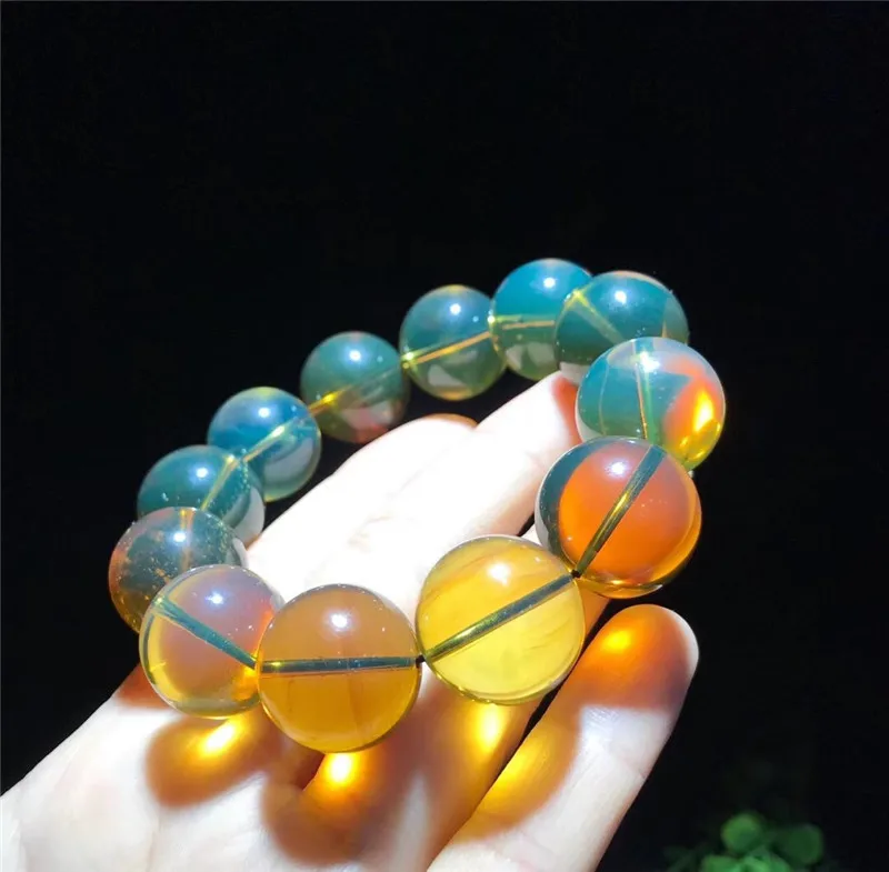 

20mm Certificate Natural Blue Amber Bracelet Big Round Beads For Woman Man Gift Healing Stone Gemstone Bracelet Drop Shipping