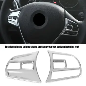 

2pcs Matte Chrome Car Interior Steering Wheel Button Cover Trim for BMW 3 Series / GT F30 F34 2013-2018