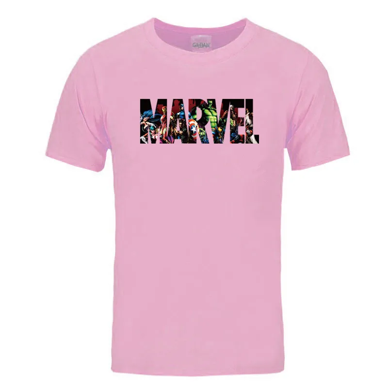 Новая модная футболка Marvel с коротким рукавом, мужской принт супергероев, футболка с круглым вырезом, комическая футболка с надпись Marvel, топы, Мужская одежда, футболка