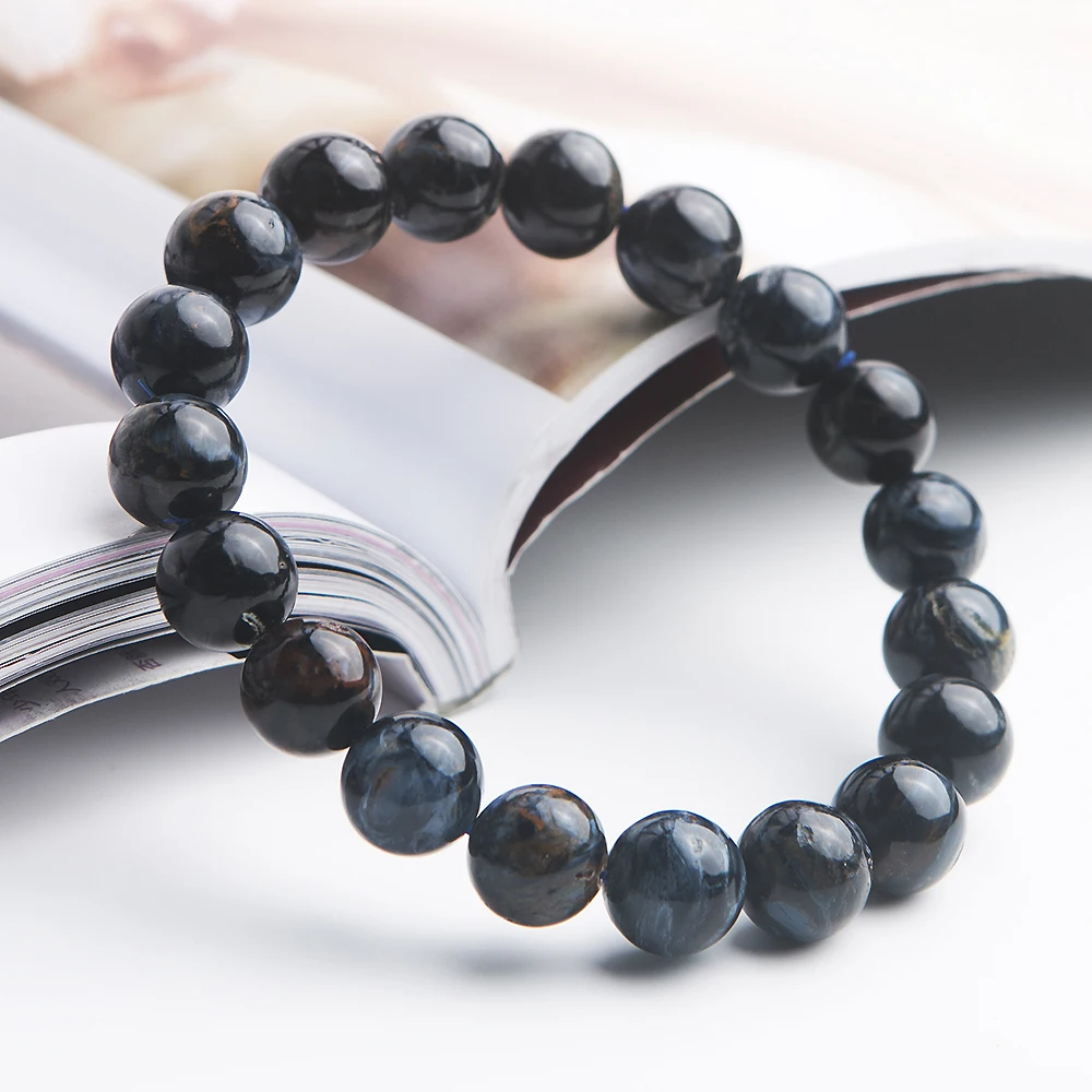 

Newly 10.5mm Natural Blue Pietersite Namibia Bracelet Cat Eye Woman Man Reiki Stone Gift Best Chatoyant Round Beads Aaaaa