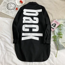 Весна и лето Новая Популярная Корейская повседневная мужская качественная модная длинная рубашка с принтом в стиле хип-хоп из хлопка большого размера уличная Лучшая