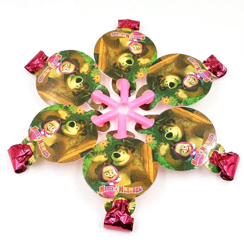 

6Pcs Masha and bear Cartoon Blowout Disposable Blowout Children Birthday Party Supplies Blowout Baby Birthday Party Supplies