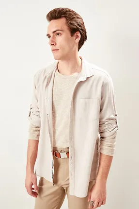 

Men's Slim Fit shirt with epaulets and Stone TMNSS19RS0012