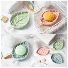 

Plastic Drain Soap Box Holder Double Layer Leaf Shape Soap Storage Rack Container for Bathroom Products Home Organizer
