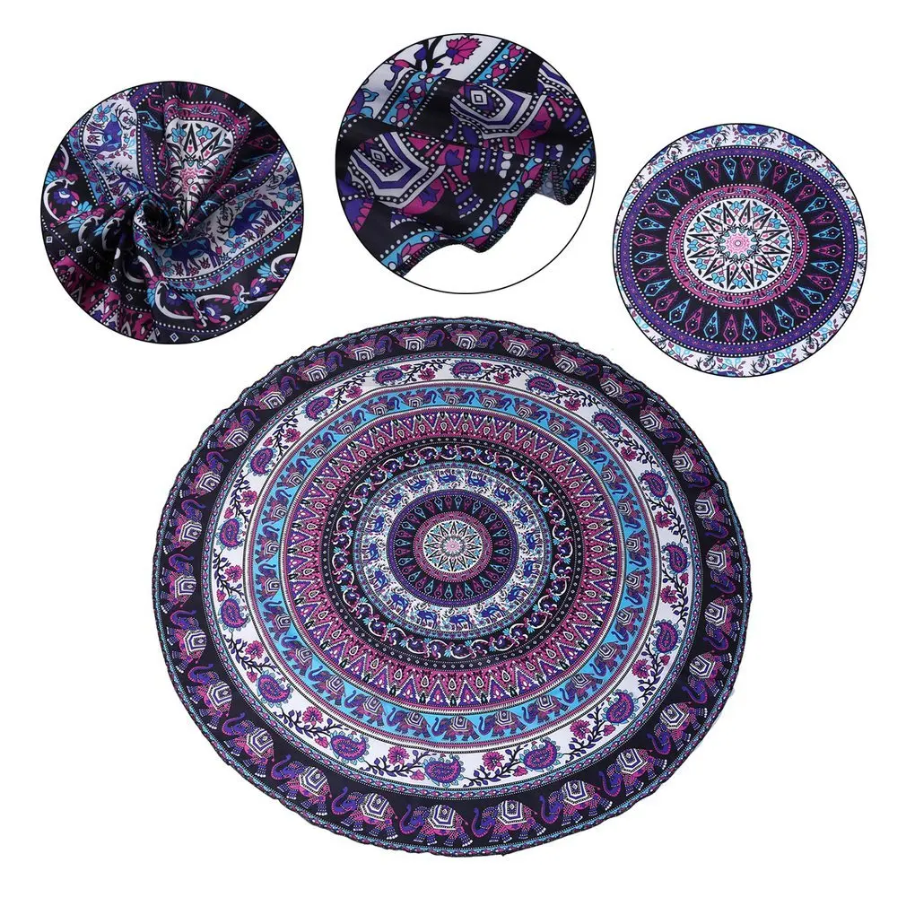 

Elephant Digital Printed Polyester Blanket Yoga Mat Towels Beach Mat Round Shape Beach Towel Blanket Polyester Mats