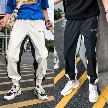 

2019 Spring And Summer New Korean Fashion Hip Hop Couple Handsome Casual Color Matching Sports Pants M-2XL Size Joggers Berserk