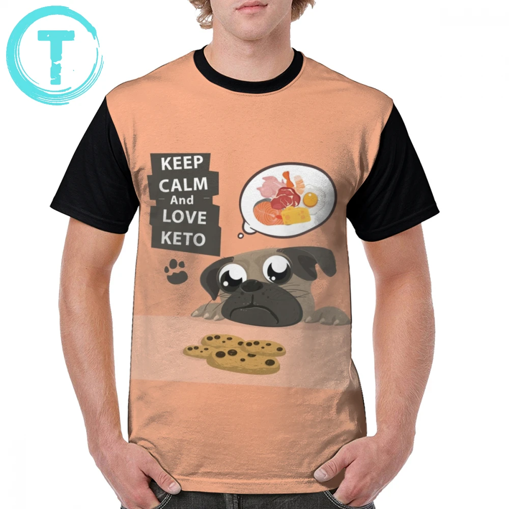 

Keto T Shirt Pug Keep Calm And Love Keto Diet - Ketogenic - Keto Lifestyle Funny T-Shirt Fashion Short-Sleeve Graphic Tee Shirt