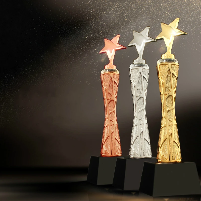 

Creative Height Crystal Trophy Five-pointed Star Metal Trophy Team Competition Trophy Cup Glory Witness Souvenir And Decorations