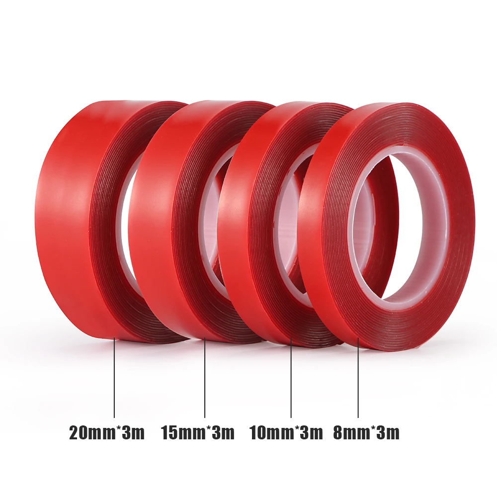 

3m Red Double Sided Adhesive Tape High Strength Acrylic Gel Transparent No Traces Sticker For Car Auto Interior Fixed