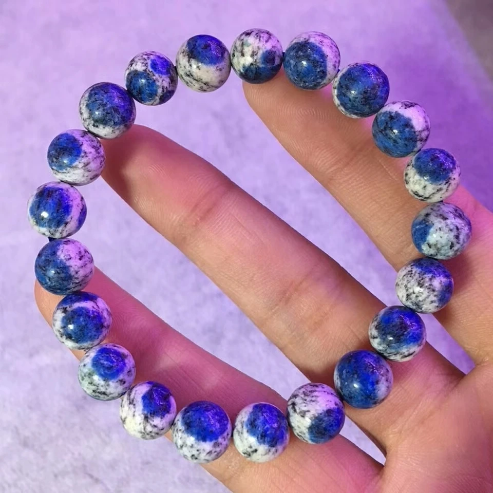 

Top Quality Aaaaaa Natural Big Blue K2 Volcanic Round Beads Bracelet Gemstone 9mm For Woman Man Crystal Stretch Bracelet