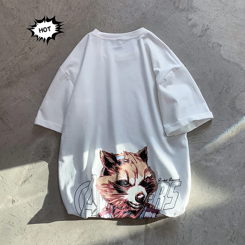 

2019 Summer New Korean Version Of The Couple Male Loose Hip Hop Cotton Avengers 4 Personality Printing T-shirt M-2XL Size Best