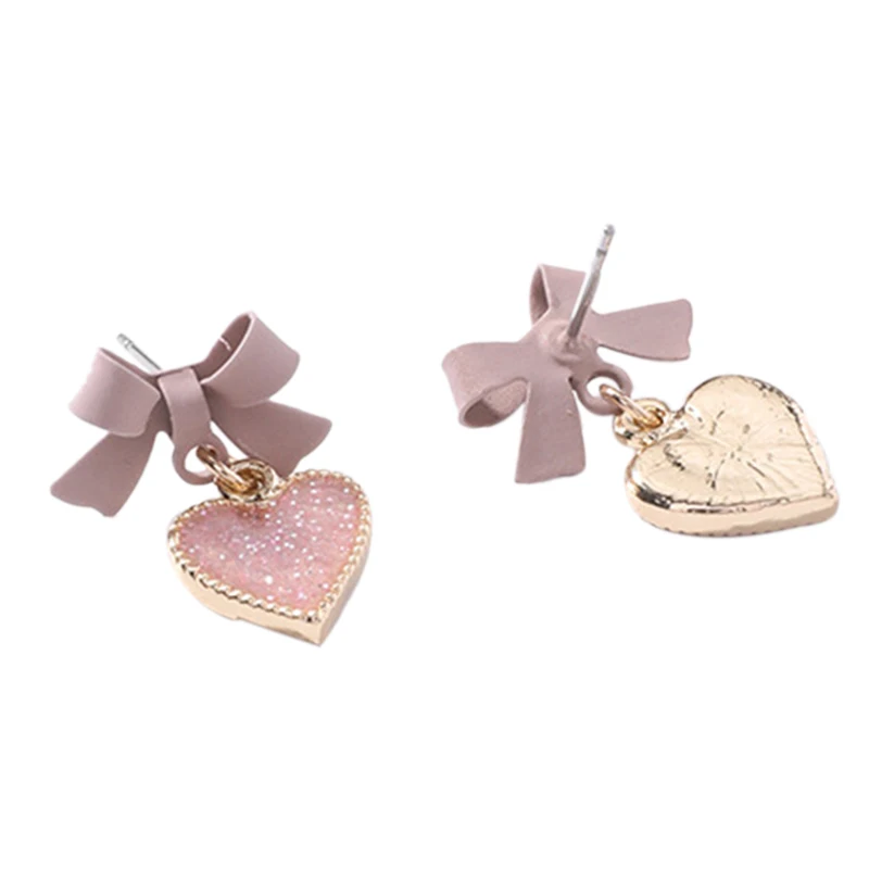 

Sweet Pink Bow Earrings Love Pendant Earrings Women Fashion Accessories