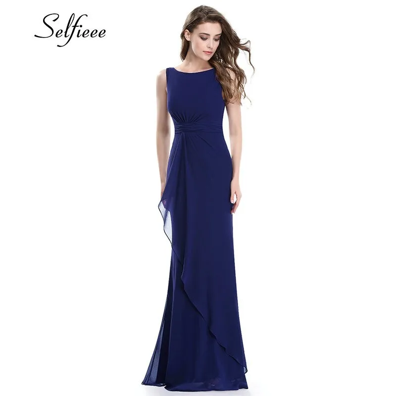 

New Elegant Women Dress 2019 A Line O Neck Sleeveless Long Chiffon Dresses Summer Purple Formal Party Dress Vestidos De Fiesta