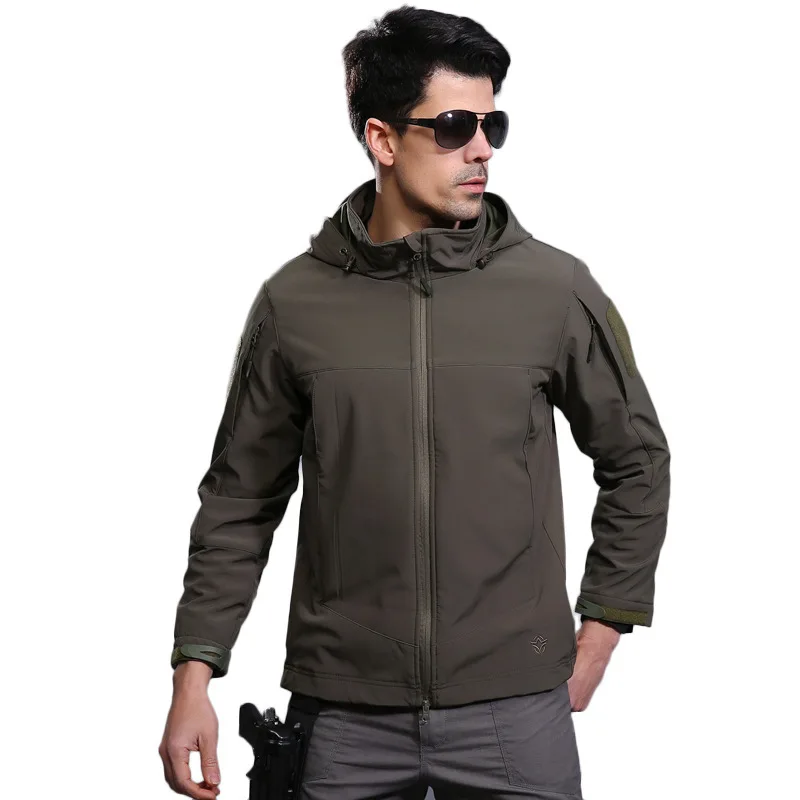 

Men Outdoor Keep Warm Fleece Jacket Tactical Shark Skin Soft Shell Combat Coat Male Waterproof Windproof Hunging Fishing Clothes