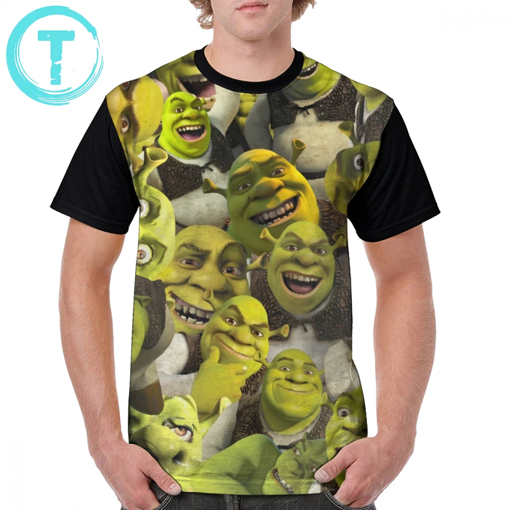 Shrek T Shrek Collage T-Shrek, 100 полиэстер, короткий рукав, графическая футболка, мужская, негабаритная, смешная, с принтом, Повседневная футболка