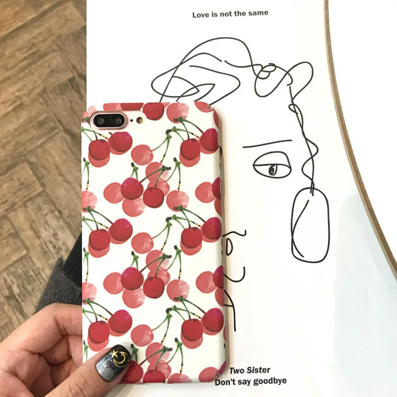 

Creative Summer Fresh Cherry for iPhone X XS XR Max / iPhone6S Drop Protection Case iPhone 6 7 8 Plus Phone Case