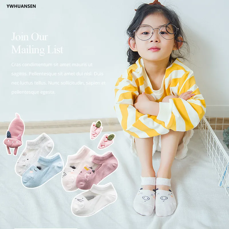 Girls Kids Cotton Mesh Boat Socks 5 Pairs