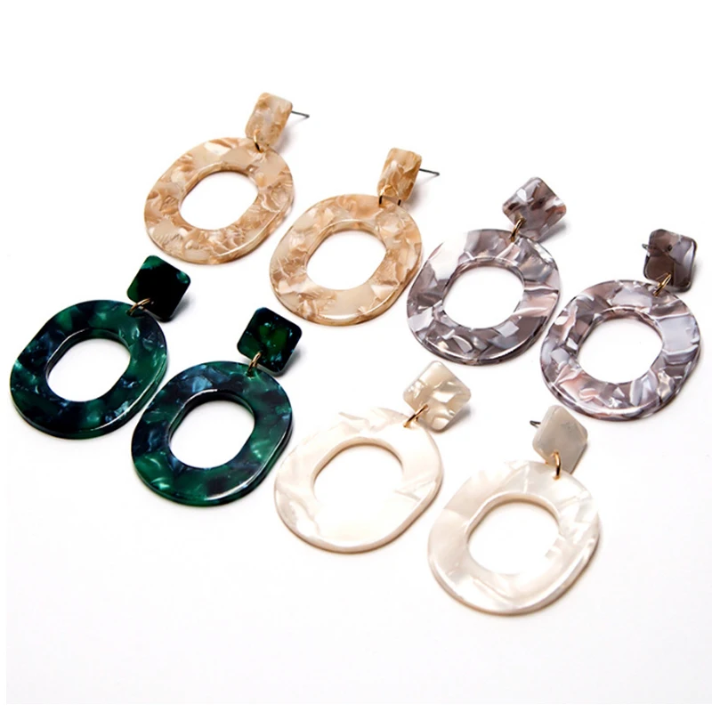 

Hot Korea wild Vintage Acrylic stars Round Big Earrings For Women Pendant Circle Earrings female Geometry