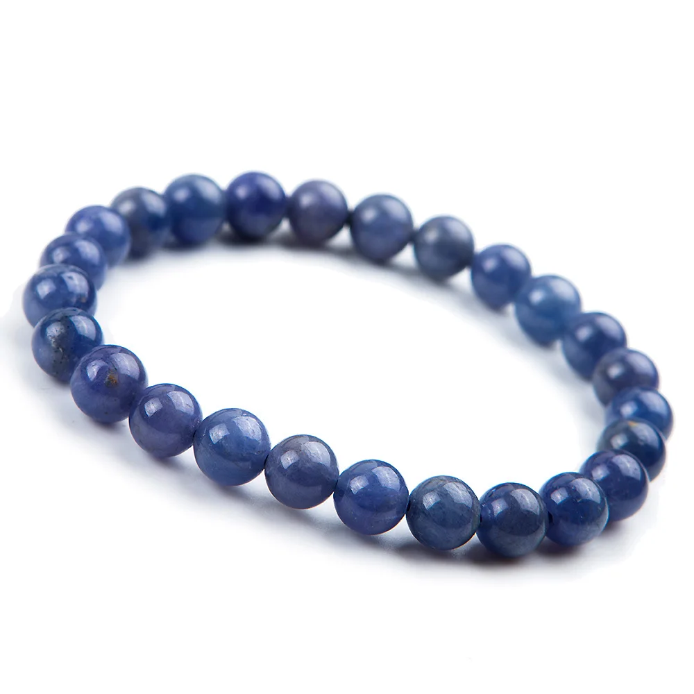 

100% 7.5mm Genuine Natural Tanzanite Blue Gemstone Bracelet Round Beads Stretch Woman Beads Man Crystal Party Bracelet Aaaaa