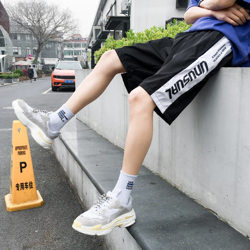 Весна и новые летние популярные корейские Повседневное Для мужчин качества модные хип-хоп печати Спортивные шорты хлопок большой Размеры уличная