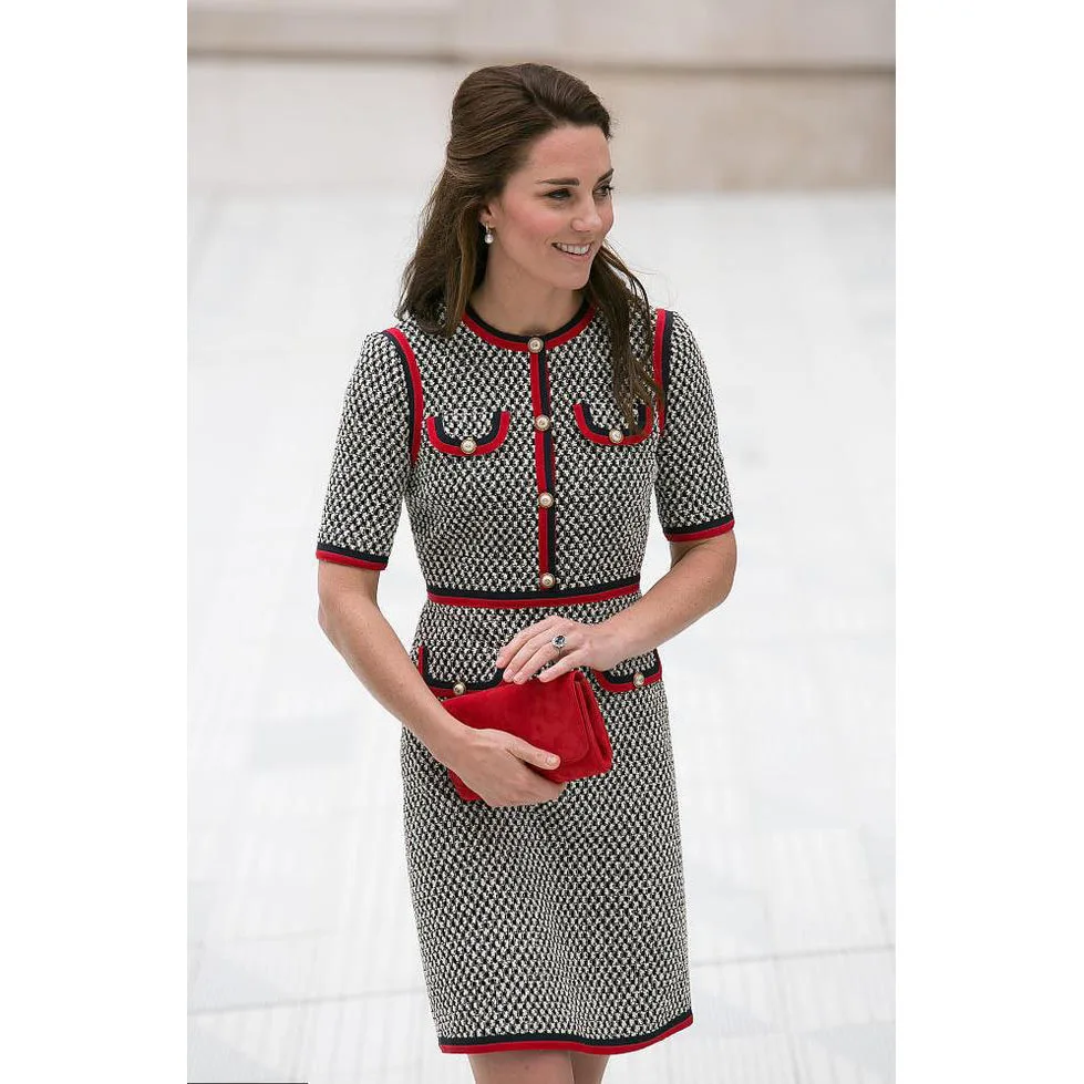 Кейт Миддлтон твид женское платье Vestidos толстая нитка Хаундстут Лоскутные платья