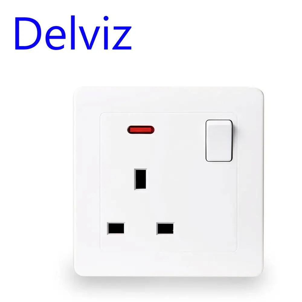 

Delviz UK standard 13A wall socket panel, type 86 square hole, British square pin socket, AC 110~250V, Household, On-off control