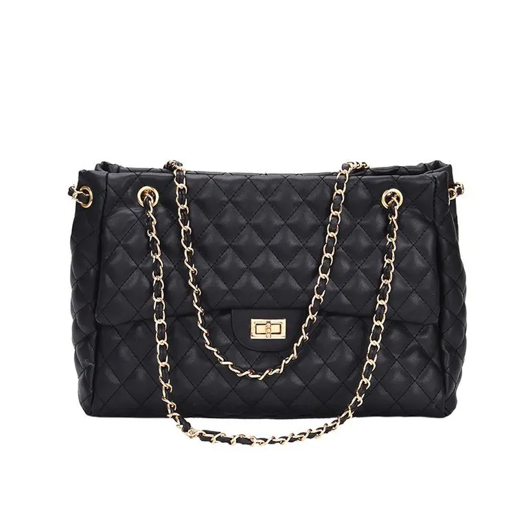 

2018 PU Leather Woman Shoulder Bags Chain Crossbody Bags Handbags For Girls Famous Brands Ladis Plaid Black Business Flap Bags