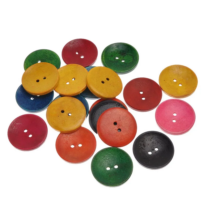 

FUNIQUE New 20PCs Wooden Buttons 2 Holes Wooden Crafts Scrapbooking Sewing Buttons For Needlework Children'S Buttons 40mm