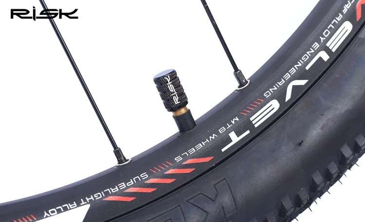 Черный Риск Mtb/дорожный велосипедный клапан крышка Al 7075 CNC Американский клапан шины крышка велосипед аксессуары 5 шт./лот - Цвет: Черный