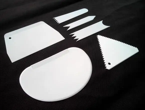 50* 6pcs Plastic Cake Smoother Cake Scraper Spatula Set Dough Cutter Multifunction Blade For Cakes Christmas Baking Tools