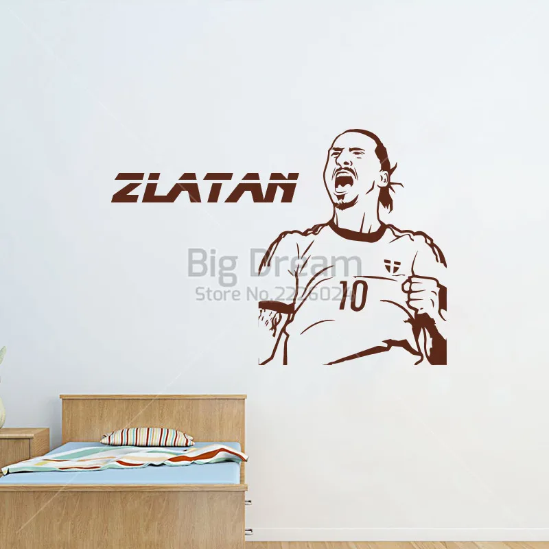 Новинка дизайн Златан Ибрагимович рисунок стены Стикеры Винил DIY Home Decor Football Star Наклейки Футбол спортсмен-плеер детская комната