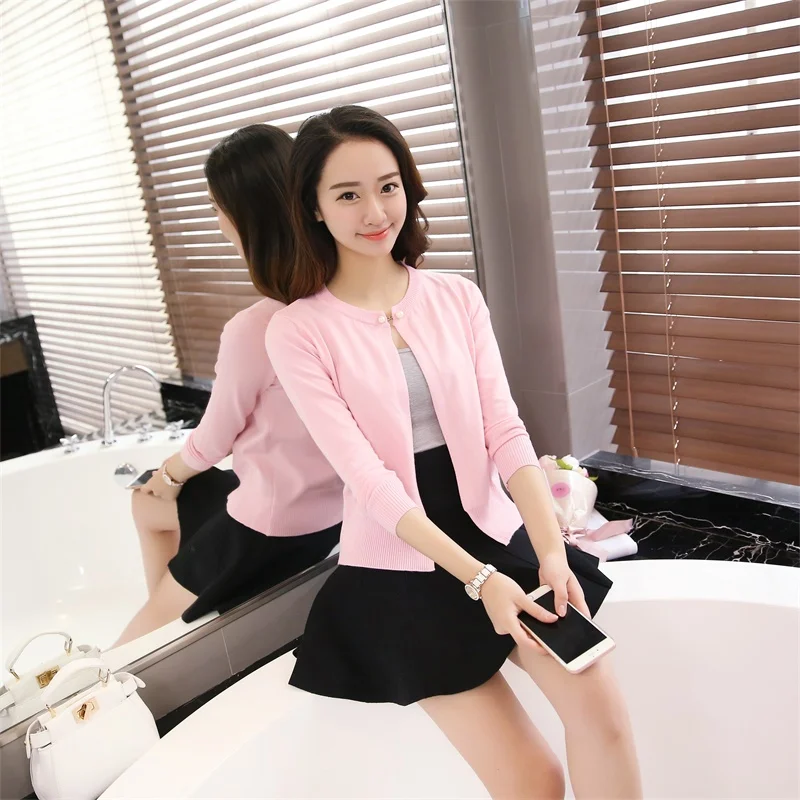 pink OHCLOTHING новейший вязаный кардиган для женщин весна осень длинный рукав женский свитер кардиган женский на одной пуговице - Цвет: pink