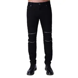 Для мужчин джинсы на молнии Стиль модные байкерские джинсы для Для мужчин дизайн Сельма джинсы H0251