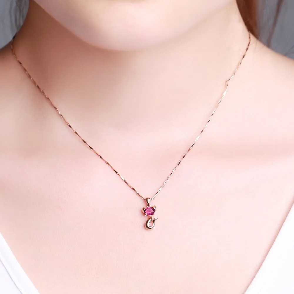 0.4ct турмалин 18 К Золото животных красный ювелирных камней Счастливая Кошка кулон подарок на день Святого Валентина Ювелирные украшения образец дизайна