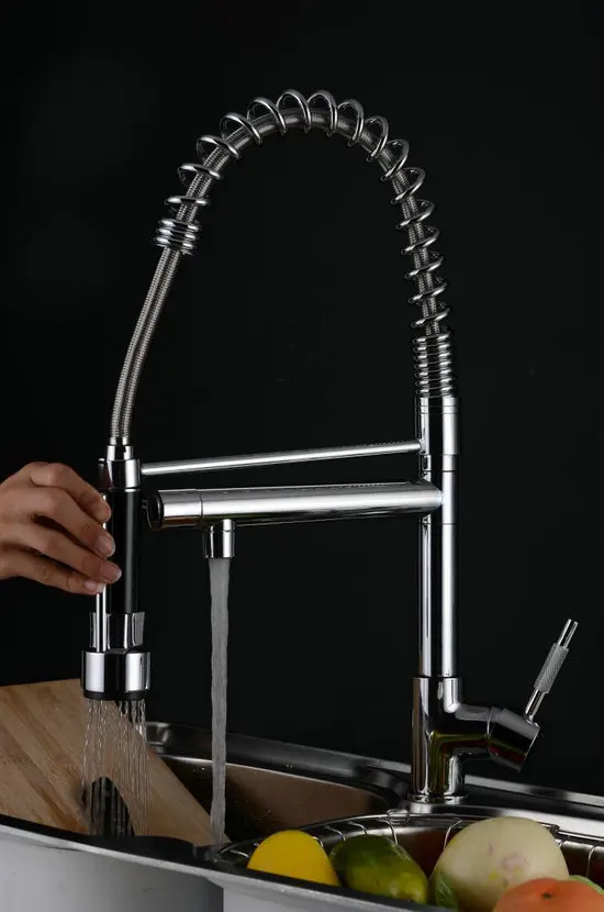 Becola Новый вытащить кухня кран Chrome воды мощность кран и смеситель для кухонной раковины две ручки латунь 500 см высокая CH-8002