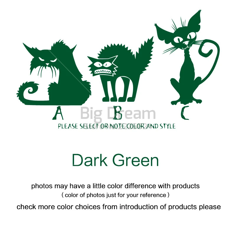 Dark Green Украшение на Хэллоуин, наклейки на окна, домашний декор, виниловые, ужасные, черные кошки, настенные наклейки, съемные Мультяшные животные - Цвет: Dark Green