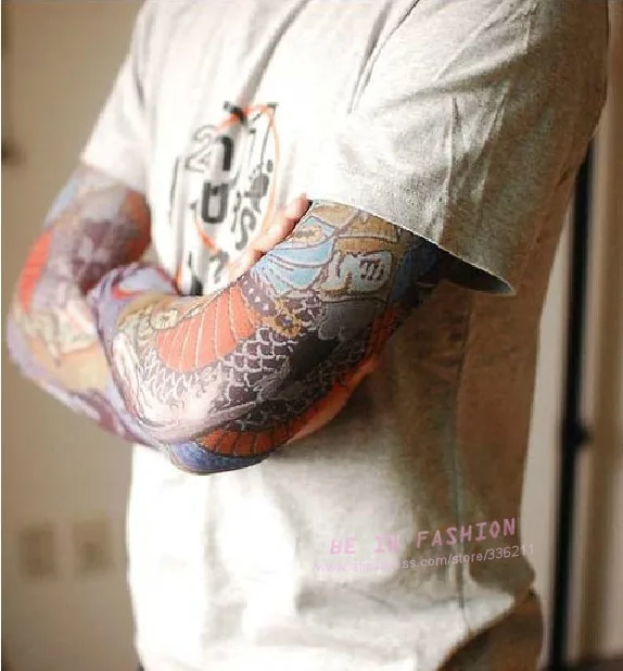 TS-162 эластичные поддельные Флаг Бразилии татуировки рукава дизайн искусство боди-арт чулки тату для мужчин-женщин розничная