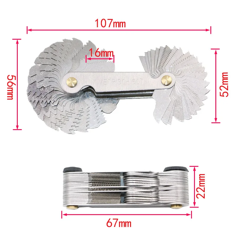 Thread Plug Gage Stainless Steel Metric American Screw Pitch 60 and 55 Degree Thread Measuring Gage Gauge